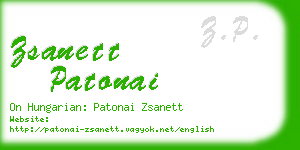 zsanett patonai business card
